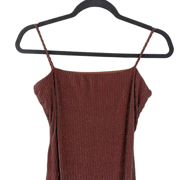 Windsor Metallic Striped Bodycon Dress Size Medium Sleeveless Midi Cocktail - Picture 3 of 10